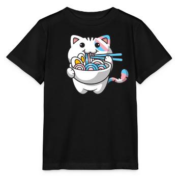 Transgender Pride Kawaii Cat Ramen Noodles Trans - T-shirt bio MINI CREATOR Stanley/Stella Enfant - noir - Devant - Mikhail (115cm)