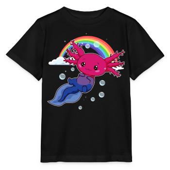 Bisexuell Stolz Bi Kawaii Axolotl Bisexuell Flagge - Stanley/Stella Kinder T-Shirt MINI CREATOR  - Schwarz - Vorne - Mikhail (115cm)