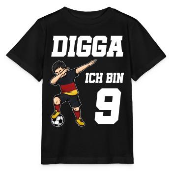 Fußball Junge 9. Geburtstag Fußballer Deutschland - Stanley/Stella Kinder T-Shirt MINI CREATOR  - Schwarz - Vorne - Mikhail (115cm)