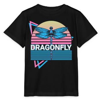 Libelle Libellen Retro - Stanley/Stella Kinder T-Shirt MINI CREATOR  - Schwarz - Vorne - Mikhail (115cm)