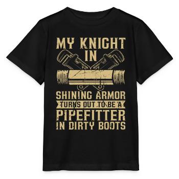 Tuyauteur Mon chevalier dans Shining Pipes Tuyauteurs - T-shirt bio MINI CREATOR Stanley/Stella Enfant - noir - Devant - Mikhail (115cm)