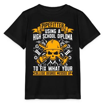 Tuyauteur utilisant un contremaître d’école secondaire Tuyauteur - T-shirt bio MINI CREATOR Stanley/Stella Enfant - noir - Devant - Mikhail (115cm)