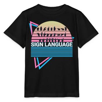Gebärdensprache ASL Retro - Stanley/Stella Kinder T-Shirt MINI CREATOR  - Schwarz - Vorne - Mikhail (115cm)