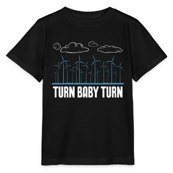 Wind Turbine Tech Turn Baby Turn Renewable Energy - Stanley/Stella Kinder T-Shirt MINI CREATOR  - Schwarz - Vorne - Mikhail (115cm)