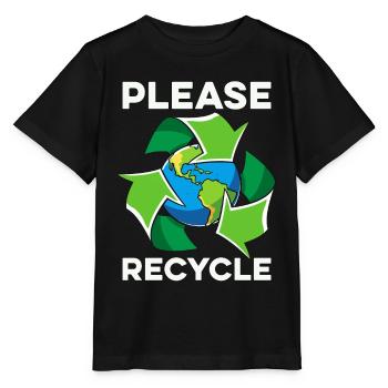 Recycling Please Recycle Reuse Go Green Recycler - Stanley/Stella Kinder T-Shirt MINI CREATOR  - Schwarz - Vorne - Mikhail (115cm)