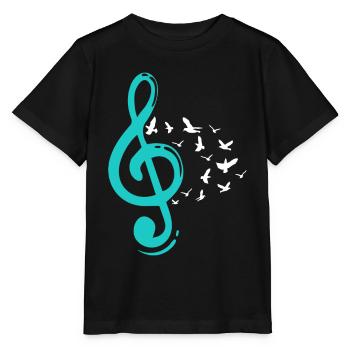 Violinschlüssel Vögel Musiklehrer Musiker - Stanley/Stella Kinder T-Shirt MINI CREATOR  - Schwarz - Vorne - Mikhail (115cm)