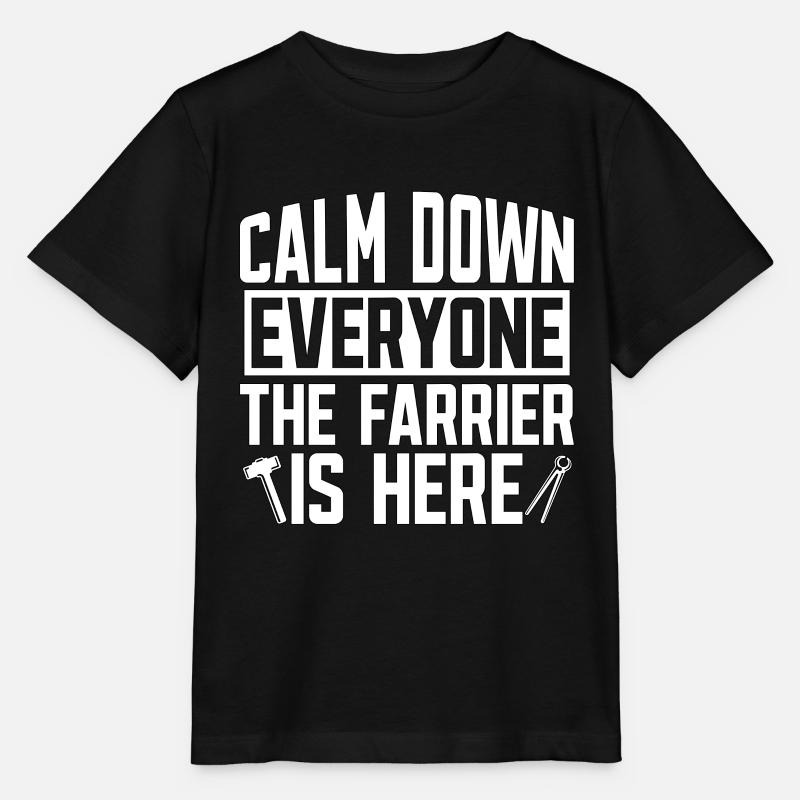 Farrier Calm Down Everyone Horseshoe Farriers - Stanley/Stella Kinder T-Shirt MINI CREATOR  - Schwarz