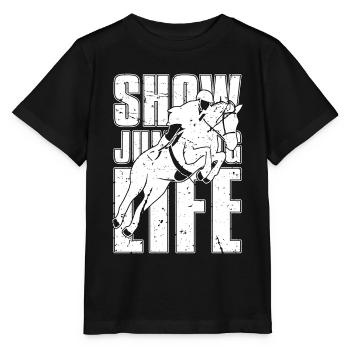 Show Jumping Life Horse Riding Lovers Show Jumper - Stanley/Stella Kinder T-Shirt MINI CREATOR  - Schwarz - Vorne - Mikhail (115cm)