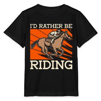 Saut d'obstacles Je serais plutôt amateur de chevaux - T-shirt bio MINI CREATOR Stanley/Stella Enfant - noir - Devant - Mikhail (115cm)