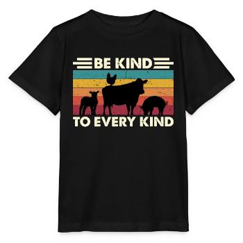 Vegan Diet Be Kind To Retro Meat Free Vegetarian - Stanley/Stella MINI CREATOR Kids’ T-Shirt - black - Front - Mikhail (115cm)