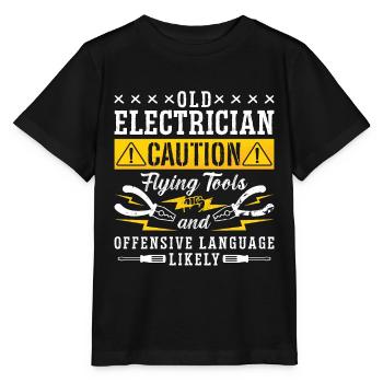 Réparation électronique Ancien électricien Attention Réparation - T-shirt bio MINI CREATOR Stanley/Stella Enfant - noir - Devant - Mikhail (115cm)