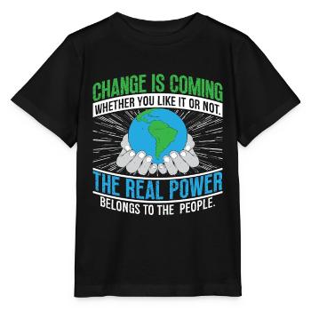 Climate Change Change Is Coming Environmentalist - Stanley/Stella Kinder T-Shirt MINI CREATOR  - Schwarz - Vorne - Mikhail (115cm)