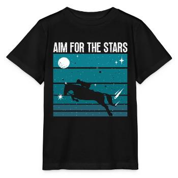 Saut d’obstacles Visez pour les étoiles Chevaux Saut d’obstacles - T-shirt bio MINI CREATOR Stanley/Stella Enfant - noir - Devant - Mikhail (115cm)