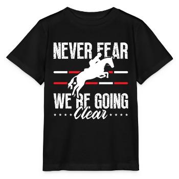 Show Jumping Never Fear We're Horses Show Jumper - Stanley/Stella Kinder T-Shirt MINI CREATOR  - Schwarz - Vorne - Mikhail (115cm)