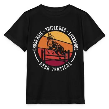 Saut d’obstacles Cross Rail Triple Bar Retro Horses - T-shirt bio MINI CREATOR Stanley/Stella Enfant - noir - Devant - Mikhail (115cm)