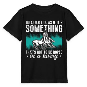 Cutting Horse Go After Life As If Rodeo Horseman - Stanley/Stella MINI CREATOR Kids’ T-Shirt - black - Front - Mikhail (115cm)