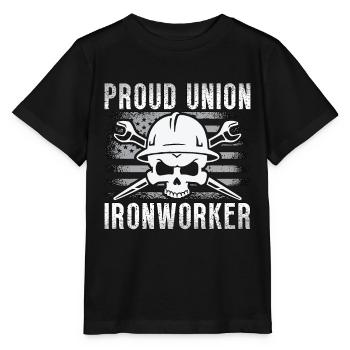 Syndicat des monteurs de charpentes métalliques fiers Métallurgistes soudés - T-shirt bio MINI CREATOR Stanley/Stella Enfant - noir - Devant - Mikhail (115cm)