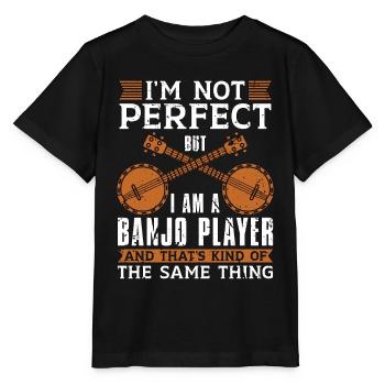 Banjo Je ne suis pas parfait Mais Musique Folklorique Joueur de Banjo - T-shirt bio MINI CREATOR Stanley/Stella Enfant - noir - Devant - Mikhail (115cm)