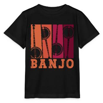 L’instrument de musique acoustique Banjo aime la musique folklorique - T-shirt bio MINI CREATOR Stanley/Stella Enfant - noir - Devant - Mikhail (115cm)