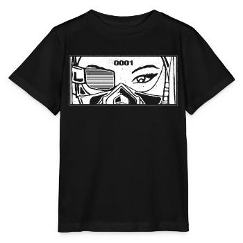 Cyber Aesthetic Anime Girl Eyes Cyber Goth - Stanley/Stella Kinder T-Shirt MINI CREATOR  - Schwarz - Vorne - Mikhail (115cm)