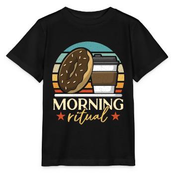 Coffee & Doughnuts Morning Ritual Coffee Doughnut - Stanley/Stella Kinder T-Shirt MINI CREATOR  - Schwarz - Vorne - Mikhail (115cm)