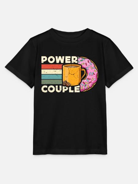 Coffee & Doughnuts Power Couple Retro Coffee Lover - Stanley/Stella Kinder T-Shirt MINI CREATOR  - Schwarz