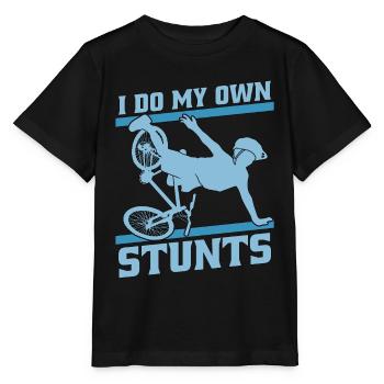 Bicycle I Do My Own Stunts Bicycling Biker Cyclist - Stanley/Stella MINI CREATOR Kids’ T-Shirt - black - Front - Mikhail (115cm)