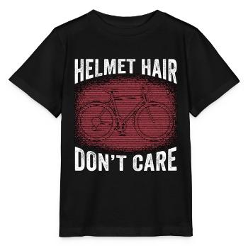 Bicycle Helmet Hair Don't Care Road Bike Cyclist - Stanley/Stella MINI CREATOR Kids’ T-Shirt - black - Front - Mikhail (115cm)