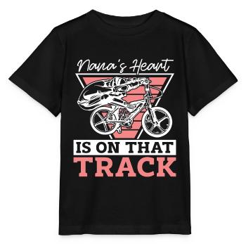 BMX Racing Nana's Heart Is On That Track Bicycle - Stanley/Stella MINI CREATOR Kids’ T-Shirt - black - Front - Mikhail (115cm)