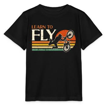 BMX Racing Learn To Fly Retro Bicycle BMX Rider - Stanley/Stella MINI CREATOR Kids’ T-Shirt - black - Front - Mikhail (115cm)