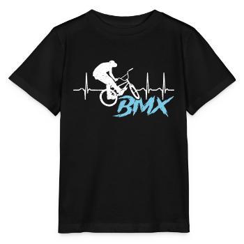 BMX Racing BMX Heartbeat Loves Bicyclette Cyclist - Stanley/Stella MINI CREATOR Kids’ T-Shirt - black - Front - Mikhail (115cm)