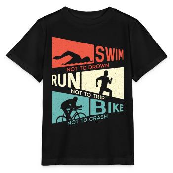 Triathlon Swim Not To Drown Run Competition Race - Stanley/Stella MINI CREATOR Kids’ T-Shirt - black - Front - Mikhail (115cm)