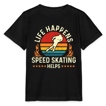 Speed Skating Life Happens Speed Skating Skaters - Stanley/Stella Kinder T-Shirt MINI CREATOR  - Schwarz - Vorne - Mikhail (115cm)