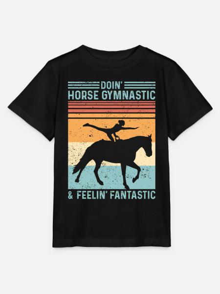 Lustiges Reitpferd Voltigieren Retro - Stanley/Stella Kinder T-Shirt MINI CREATOR - Schwarz