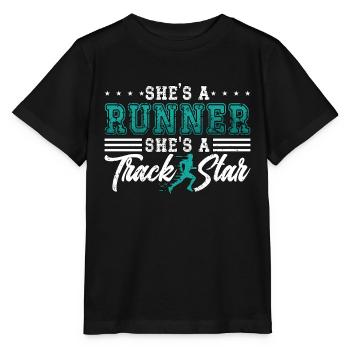 Track And Field She's A Runner She's Athletic - Stanley/Stella MINI CREATOR Kids’ T-Shirt - black - Front - Mikhail (115cm)