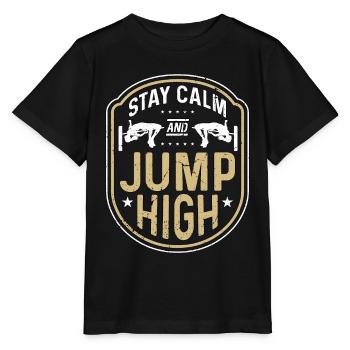 Saut en hauteur Restez calme et sautez haut saut à la perche - T-shirt bio MINI CREATOR Stanley/Stella Enfant - noir - Devant - Mikhail (115cm)