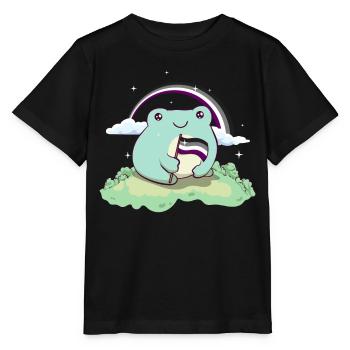 Asexual Pride Ace Flag Mignon Grenouille Subtil LGBTQ - T-shirt bio MINI CREATOR Stanley/Stella Enfant - noir - Devant - Mikhail (115cm)