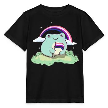 Gender Fluid Stolz Flagge Netter Frosch Subtil LGB - Stanley/Stella Kinder T-Shirt MINI CREATOR  - Schwarz - Vorne - Mikhail (115cm)