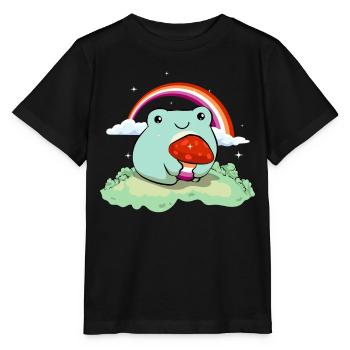 Lesben Stolz Flagge Netter Frosch Pilz Subtil LGBT - Stanley/Stella Kinder T-Shirt MINI CREATOR  - Schwarz - Vorne - Mikhail (115cm)