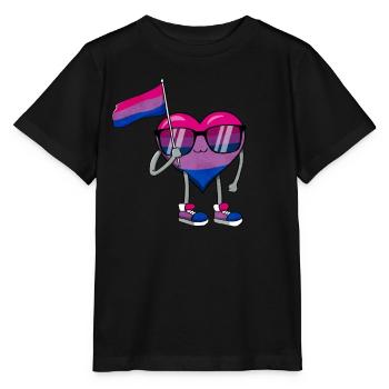 Bi Pride Bisexual Flag Cœur Subtil LGBTQ - T-shirt bio MINI CREATOR Stanley/Stella Enfant - noir - Devant - Mikhail (115cm)