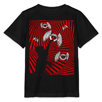 Weirdcore Aesthetic Schwarze Katze Augäpfel Flügel - Stanley/Stella Kinder T-Shirt MINI CREATOR  - Schwarz - Vorne - Mikhail (115cm)