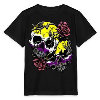 Non Binaire Fierté Drapeau Crâne Roses Subtil LGBT - T-shirt bio MINI CREATOR Stanley/Stella Enfant - noir - Devant - Mikhail (115cm)