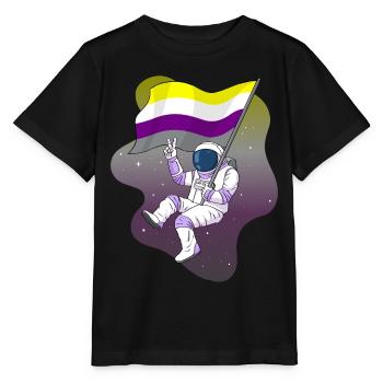 Non binaire Fierté Flag Space Astronaut Subtil LGB - T-shirt bio MINI CREATOR Stanley/Stella Enfant - noir - Devant - Mikhail (115cm)