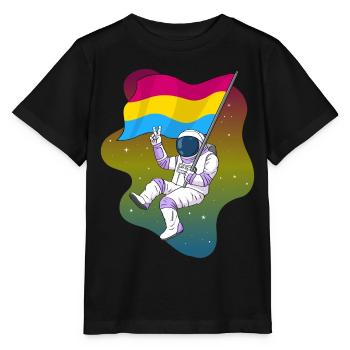 Pansexual Pride Pan Flag Space Astronaut Subtil - T-shirt bio MINI CREATOR Stanley/Stella Enfant - noir - Devant - Mikhail (115cm)