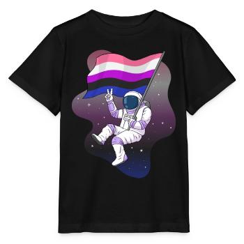 Genre Fluid Pride Flag Space Astronaut Subtil - T-shirt bio MINI CREATOR Stanley/Stella Enfant - noir - Devant - Mikhail (115cm)