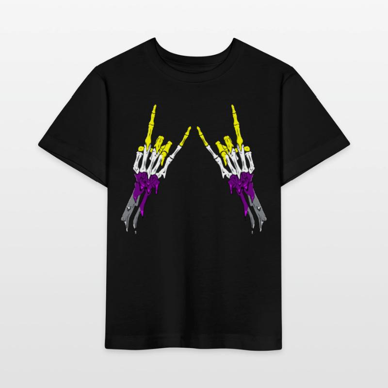 Non Binary Pride Flag Devil Horn Skeleton Subtle Stanley/Stella Kinder T-Shirt MINI CREATOR 