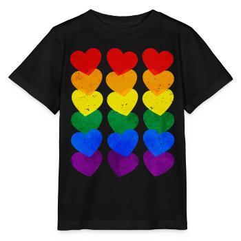 Gay Pride Rainbow Flag Hearts Subtil - T-shirt bio MINI CREATOR Stanley/Stella Enfant - noir - Devant - Mikhail (115cm)