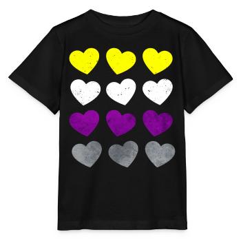 Nicht binär Stolz Flagge Herzen Subtil LGBTQ - Stanley/Stella Kinder T-Shirt MINI CREATOR  - Schwarz - Vorne - Mikhail (115cm)