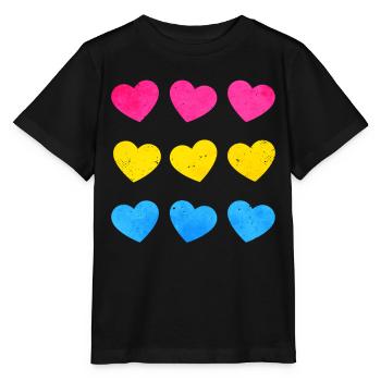 Pansexual Pride Pan Flag Hearts Subtil LGBTQ - T-shirt bio MINI CREATOR Stanley/Stella Enfant - noir - Devant - Mikhail (115cm)