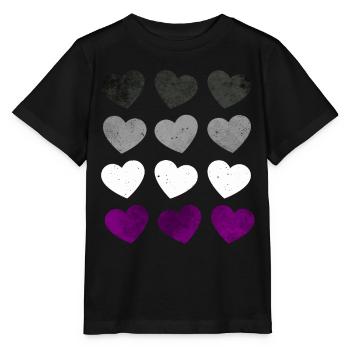 Asexual Pride Ass Flag Hearts Subtil LGBTQ - T-shirt bio MINI CREATOR Stanley/Stella Enfant - noir - Devant - Mikhail (115cm)